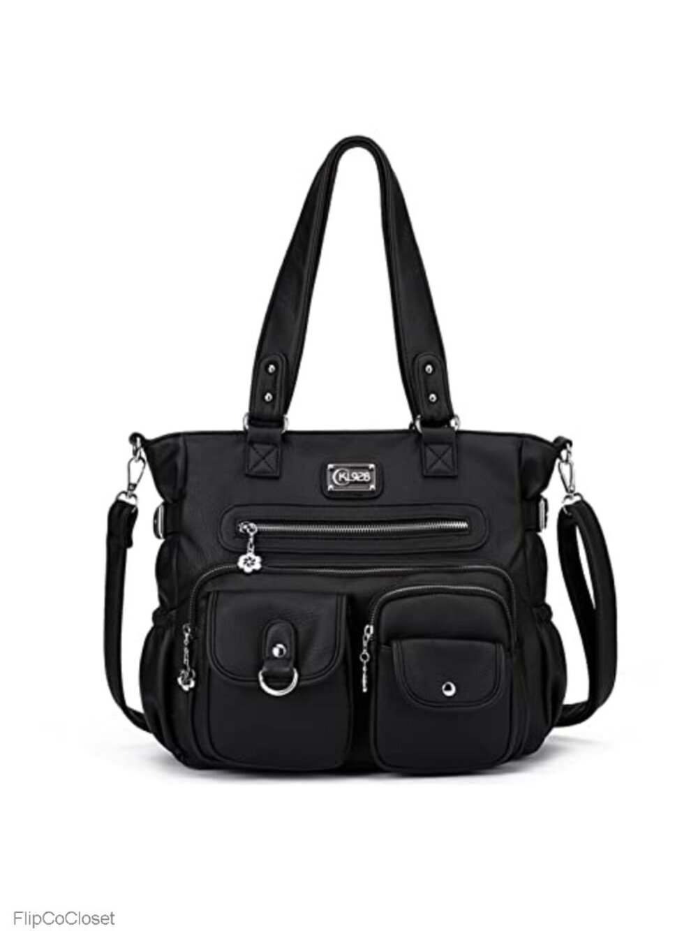 Large Vegan Leather Shoulder Bag Tote Handbag Hobo
